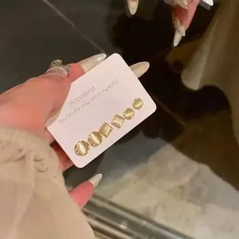 Серьги-иглы из серебра 925 пробы с кошачьим глазом для женщин — элегантный и шикарный студенческий стиль