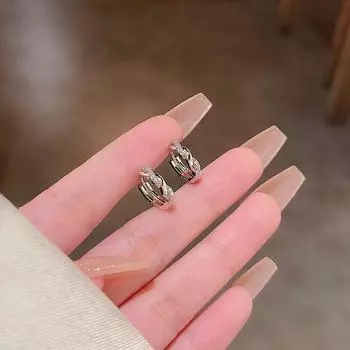 Серьги-иглы из серебра 925 пробы с микроинкрустацией — элегантные, нишевые корейские легкие роскошные серьги для женщин E5320 серебряный