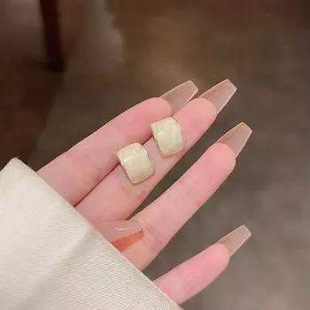 Серьги-иглы из серебра 925 пробы с геометрическим узором — современный дизайн с капельной глазурью для женщин A187 золотой