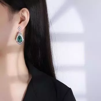 Серьги-иглы из серебра S925 пробы, искусственный цвет, драгоценные зеленые, морские, синие серьги, женские серьги из розового циркония