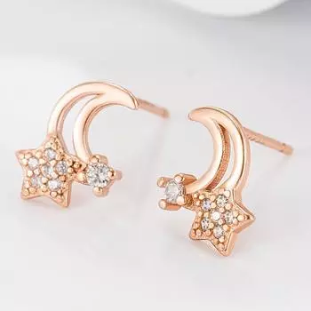 Серьги-иглы из серебра S925, звезды и луны, женские весенне-летние серьги Niche Star Moon, серьги-темпераменты