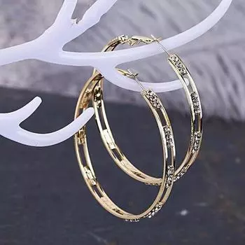 Серьги-иглы из стерлингового серебра 925 пробы с золотым покрытием, инкрустация цирконом, большое кольцо Ar, серьги для пожилых женщин серебряный