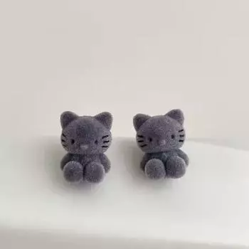 Серьги-иглы в виде кошки, серьги с мультяшным дизайном для женщин, осенние и зимние милые серьги для девочек One Size