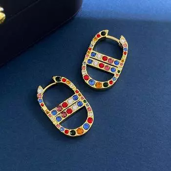 Серьги Ins Style Fashion Изысканные бриллиантовые серьги Light Luxury Personality Универсальные позолоченные серьги золотой