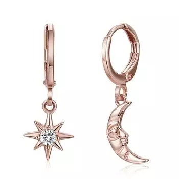 Серьги Ins Wind Personality Star Moon, модные женские серьги, круглые серьги с подвеской золотой