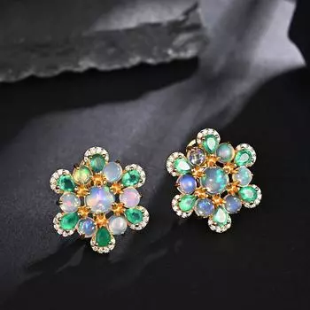 Серьги из 100% натурального опала, великолепный дизайн, натуральный зеленый агат, женские легкие роскошные украшения, одежда для юбилейного банкета L зелёный