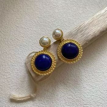 Серьги из агата в стиле ретро, универсальные серьги класса люкс Sense, серебряные игольчатые серьги с винтажной средневековой маркировкой