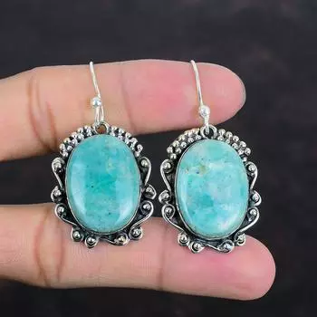 Серьги из амазонита, драгоценные камни, серьги из стерлингового серебра 925 пробы, серьги ручной работы, натуральные амазонитовые украшения, подарки для женщин, абсолютно новые серьги