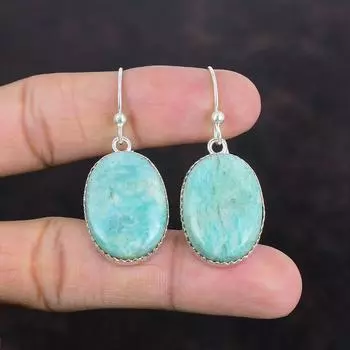 Серьги из амазонита, натуральные драгоценные камни, достойные ювелирные изделия, серьги из стерлингового серебра 925 пробы, серьги-подвески ручной работы, подарки для женщин, серебряные украшения