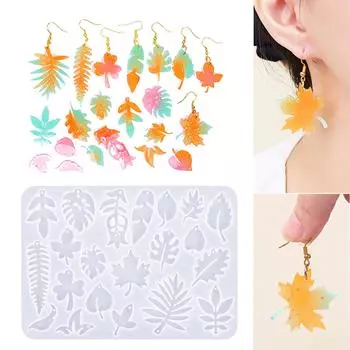 Серьги из эпоксидной смолы, привлекающие внимание серьги в форме листа, индивидуальные силиконовые формы для подвесок для ушей для любителей рукоделия 1