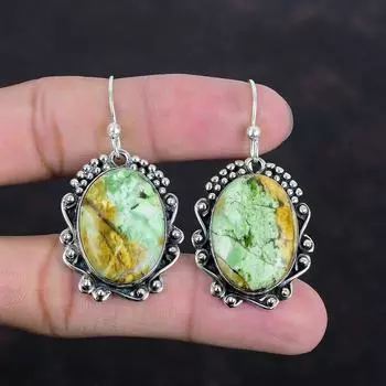 Серьги из австралийского хрома и халцедона, драгоценные камни, серьги из стерлингового серебра 925 пробы, серьги ручной работы для подарков, свадебные украшения, висячие серьги