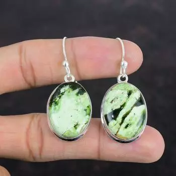 Серьги из австралийского хромированного халцедона, 925 пробы, серьги ручной работы, настоящие драгоценные камни, изящные серьги, подарки для матери