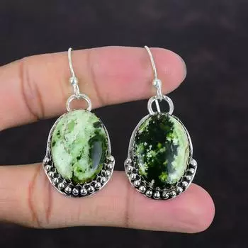 Серьги из австралийского хромированного халцедона, ювелирные изделия ручной работы из драгоценных камней, серьги из стерлингового серебра 925 пробы, уникальные серьги, подарки для друга, элегантные ювелирные изделия