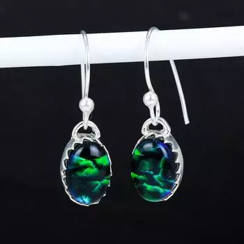 Серьги из австралийского триплетного опала с драгоценным камнем из стерлингового серебра 925 пробы, серьги-подвески из серебра в стиле бохо, подарки на день рождения, подарки для нее 2.16 чёрный