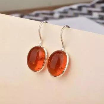 Серьги из балтийского янтаря, серьги-подвески из стерлингового серебра 925 пробы, женские овальные серьги Free Size оранжевый