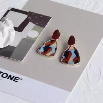 Серьги из бархата с геометрическим цветным леопардовым принтом на осень и зиму с капельной глазурью, длинные серьги для женщин Leopard