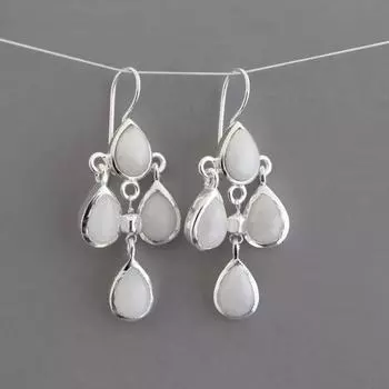 Серьги из белого агатаСерьги из белого агатаСерьги из белого агатаСерьги из белого агатаСерьги из белого агата Free Size белый