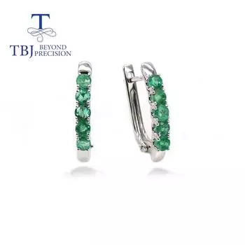 Серьги из белого золота 14 карат с изумрудной застежкой, круглые серьги диаметром 2,0 мм из натурального драгоценного камня, изысканные украшения для женщин, ювелирные изделия для повседневной носки S зелёный
