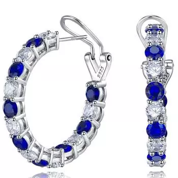 Серьги из белого золота 18 карат с сапфиром и гранеными драгоценными камнями для женщин, подарок на помолвку, стерлинговое серебро 925 пробы, ювелирные украшения