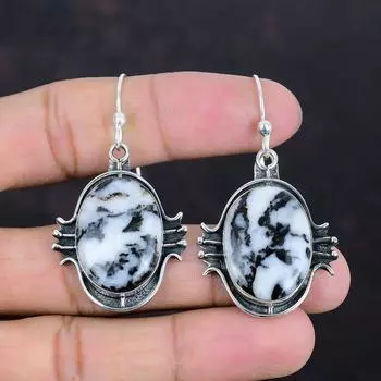 Серьги из белой бирюзы буйвола, натуральные драгоценные камни, серьги ручной работы, серьги из стерлингового серебра 925 пробы, подарки для мамы, дизайнерские украшения