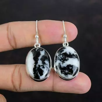 Серьги из белой бирюзы буйвола, серьги с драгоценными камнями, серьги из стерлингового серебра 925 пробы, бирюзовые украшения, серьги ручной работы, украшения в стиле бохо, свадебные подарки