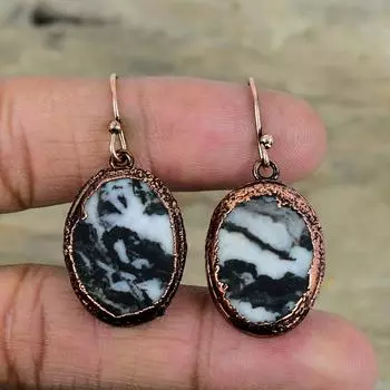 Серьги из бирюзы белого буйвола, медные серьги с гальванопластикой, ювелирные изделия ручной работы, серьги из настоящих драгоценных камней, потрясающие медные украшения, подарки на помолвку