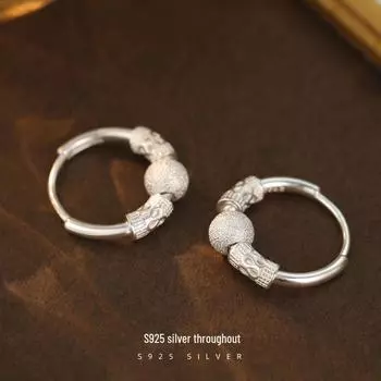 Серьги из бисера Banyan Tree S925 Silver Ruyi Transfer - Женские ретро-модные серебряные серьги-гвоздики ES2902 серебряный