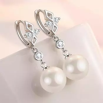 Серьги из благородного серебра 925 пробы с кристаллами и жемчугом для женщин, оригинальные модные украшения для вечеринок, свадеб, помолвок, изысканные праздничные подарки