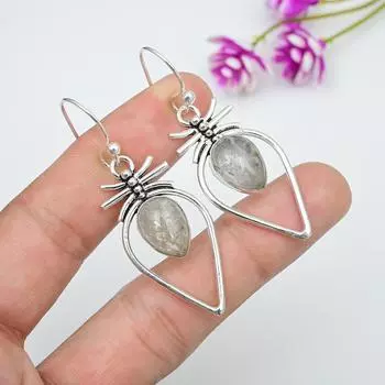 Серьги из цельного серебра 925 пробы с лунным камнем, серьги ручной работы с драгоценными камнями, подарки для жены, абсолютно новые серьги