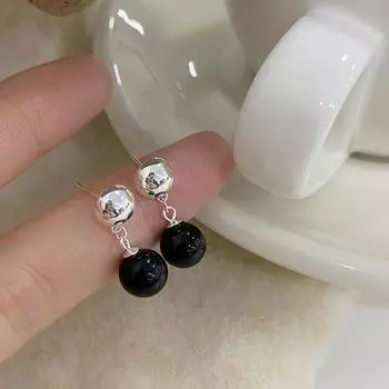 Серьги из черного агата, легкие, роскошные, высокого класса, черные серьги, нишевый дизайн, новый стиль