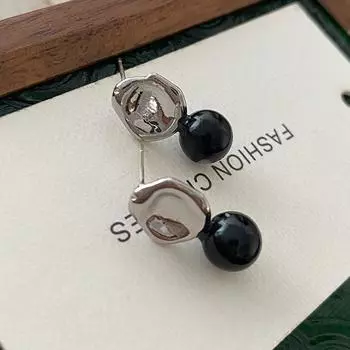 Серьги из черного агата, металлические диски, дизайн, нишевые серьги, модные, индивидуальные, высокие, чувственные серьги-гвоздики