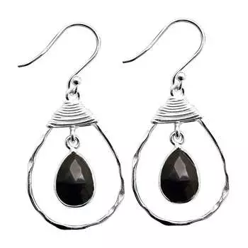 Серьги из черного оникса с драгоценными камнями, сплошное серебро 925 пробы, серьги ручной работы, ювелирные изделия в подарок для женщин и девушек E-3195 чёрный