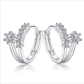 Серьги из чистого серебра 925 пробы для женщин, аксессуары, винтажные серьги-кольца с цирконом и цветком, женские вечерние аксессуары, украшения для девочек