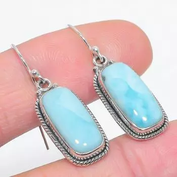 Серьги из чистого серебра 925 пробы с драгоценным камнем Natural Republic Ларимар 1,50 дюйма g8D68