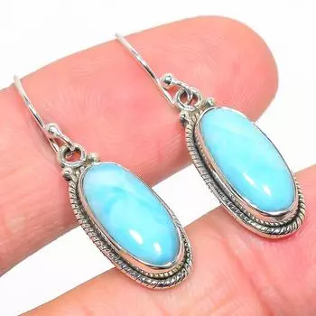 Серьги из чистого серебра 925 пробы с драгоценным камнем Natural Republic Larimar 1,50 дюйма Q2u83