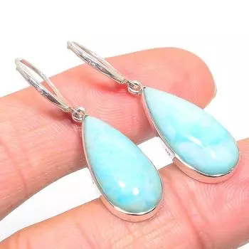 Серьги из чистого серебра 925 пробы с драгоценным камнем Natural Republic Larimar 1,25 дюйма L2n32