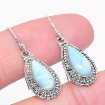 Серьги из чистого серебра 925 пробы с драгоценным камнем Natural Republic Ларимар 1,50 дюйма h3m41