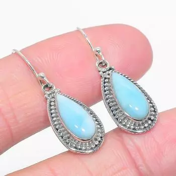 Серьги из чистого серебра 925 пробы с драгоценным камнем Natural Republic Ларимар, 1,50 дюйма, h6k77