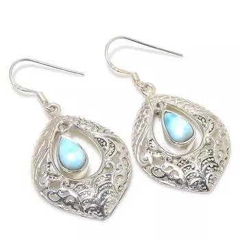 Серьги из чистого серебра 925 пробы с драгоценным камнем Natural Republic Ларимар 1,50 дюйма g6O51