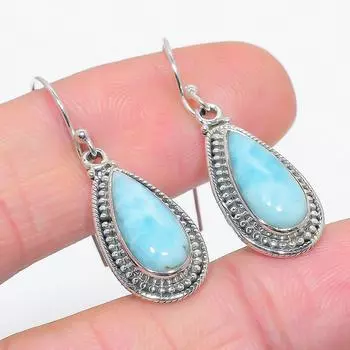 Серьги из чистого серебра 925 пробы с драгоценным камнем Natural Republic Ларимар 1,50 дюйма p2g26