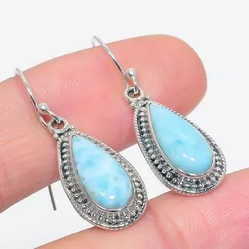 Серьги из чистого серебра 925 пробы с драгоценным камнем Natural Republic Ларимар 1,50 дюйма D0d87