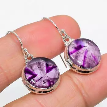 Серьги из чистого серебра 925 пробы с натуральным бразильским аметистом, 1,50 дюйма, e6j93