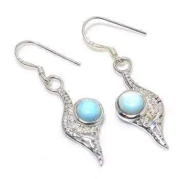 Серьги из чистого серебра 925 пробы с драгоценным камнем Natural Republic Ларимар, 1,50 дюйма, m9V33