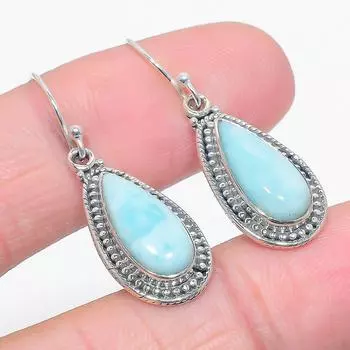 Серьги из чистого серебра 925 пробы с драгоценным камнем Natural Republic Ларимар 1,50 дюйма Y2i16