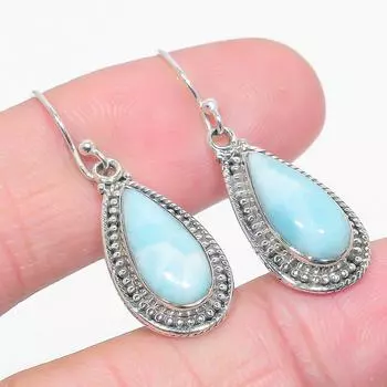 Серьги из чистого серебра 925 пробы с драгоценным камнем Natural Republic Ларимар 1,50 дюйма W5E60
