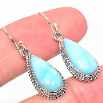 Серьги из чистого серебра 925 пробы с натуральным ларимаром, 1,50 дюйма, O3g92