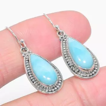 Серьги из чистого серебра 925 пробы с драгоценным камнем Natural Republic Ларимар 1,50 дюйма C9u74