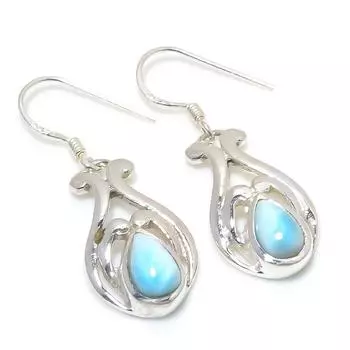 Серьги из чистого серебра 925 пробы с драгоценным камнем Natural Republic Ларимар 1,25 дюйма V0c35