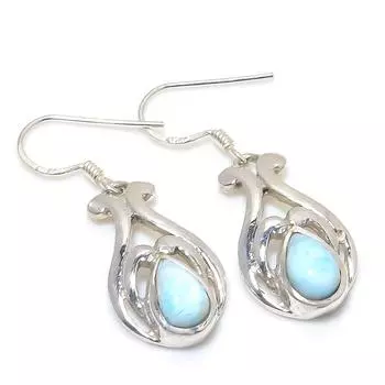 Серьги из чистого серебра 925 пробы с драгоценным камнем Natural Republic Ларимар 1,25 дюйма a7G78