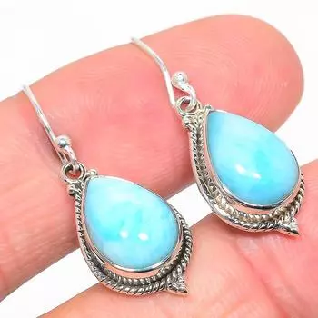 Серьги из чистого серебра 925 пробы с натуральным ларимаром, 1,25 дюйма, P3J38